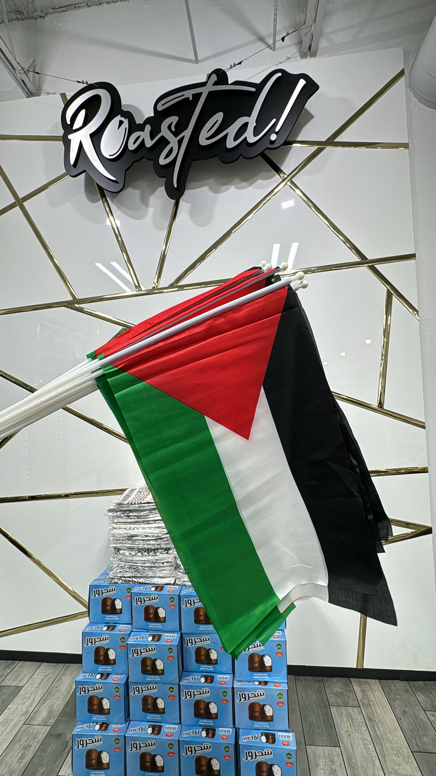 Palestinian Flag With Pole